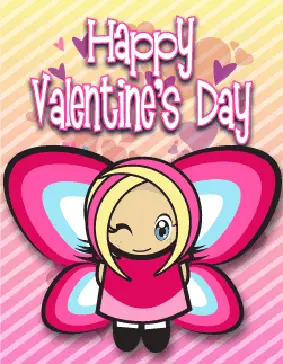 Winking Girl Butterfly Small valentine