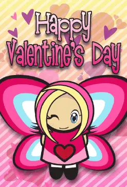 Winking Girl Butterfly valentine