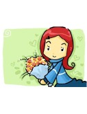 Girl Holding Flowers